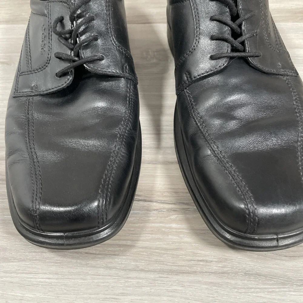 Ecco Helsinki Black Bicycle Toe‎ Tie Shoes Men Size 9/9.5 EU 43 Leather